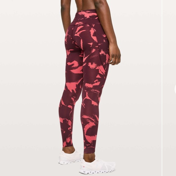Lululemon Fast and Free Leggings Coral Deep Ruby 12 Pockets - Picture 2 of 10